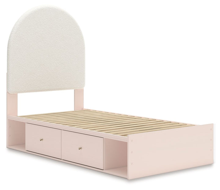 Wistenpine - Twin Upholstered Panel Bed With Under Bed Storage - Blush by Ashley Furniture product image