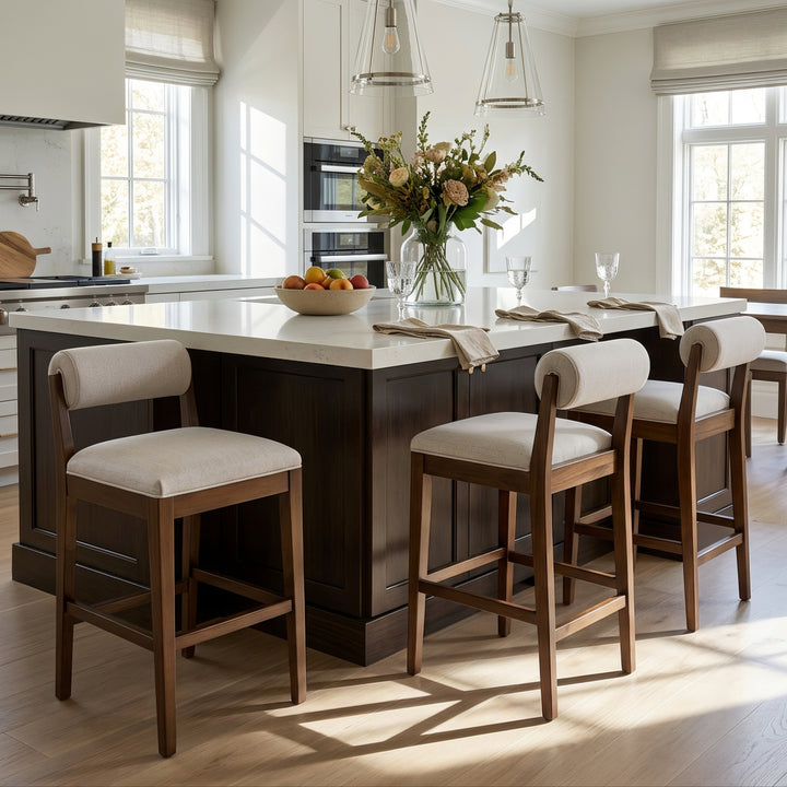 Elowen Bolster Back Counter Stool – Sand (Set of 4)