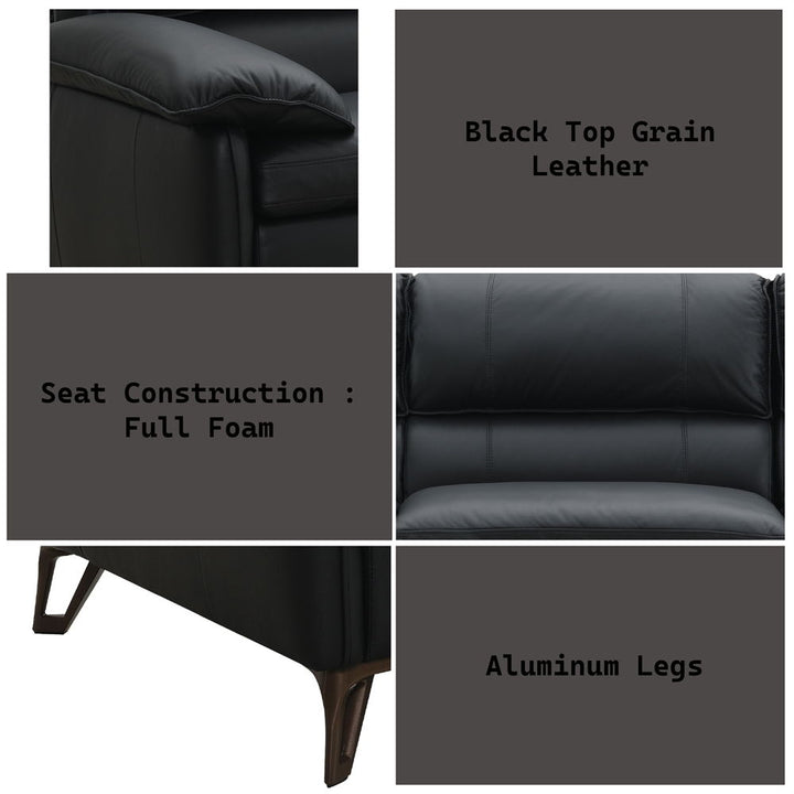 Eilene - Loveseat - Black Top Grain Leather