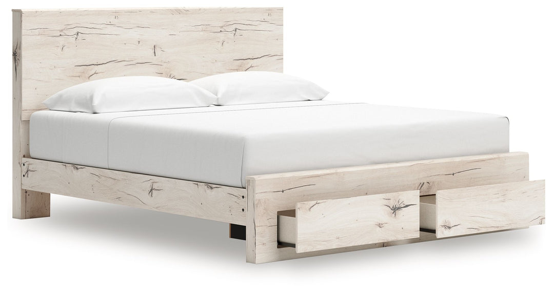 Lawroy - King Panel Bed With Storage Footboard - Light Natural by Ashley Furniture product image