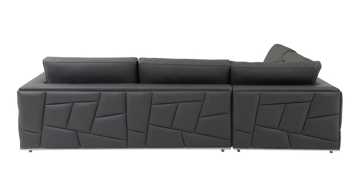 DivanItalia 998 Left Arm Facing Sectional in Top-Grain Italian Leather - Dark Gray