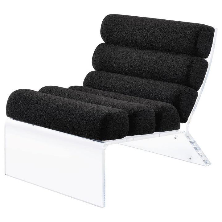 Serreta - Boucle Upholstered Armless Acrylic Chair - Black