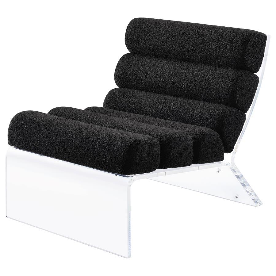Serreta - Boucle Upholstered Armless Acrylic Chair - Black