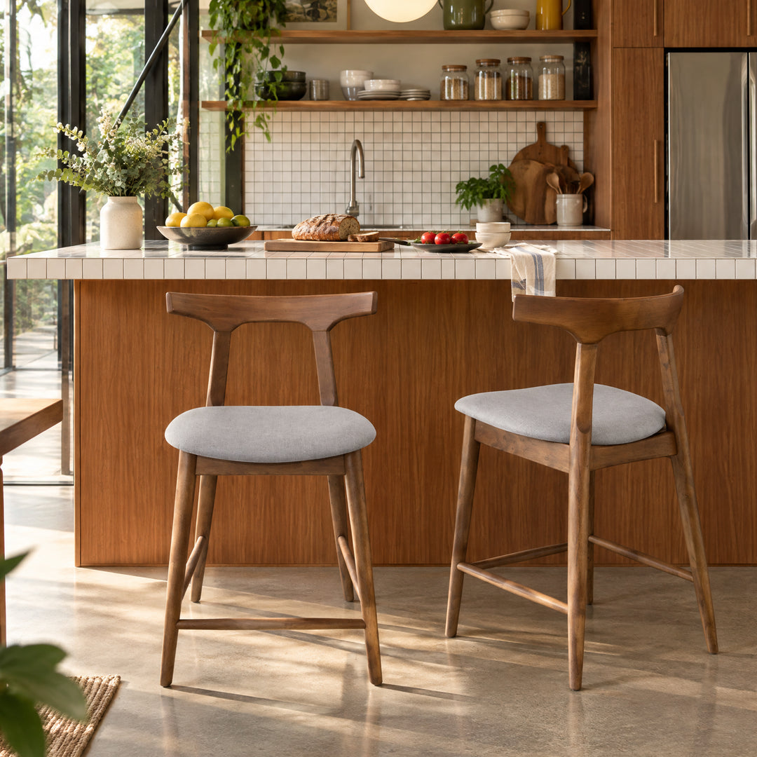 Mid-Century Counter Chair – Walnut (Set of 2)