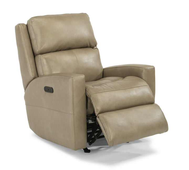 Catalina Leather Power Rocking Recliner, Power Headrest Beige