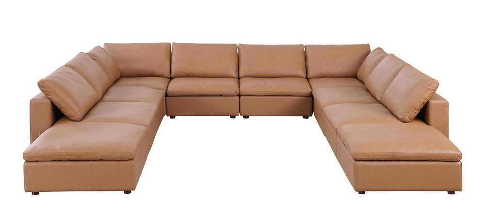 DivanItalia 1100 10-Piece U-Shaped Sectional with Chaise in Top-Grain Italian Leather - Cognac