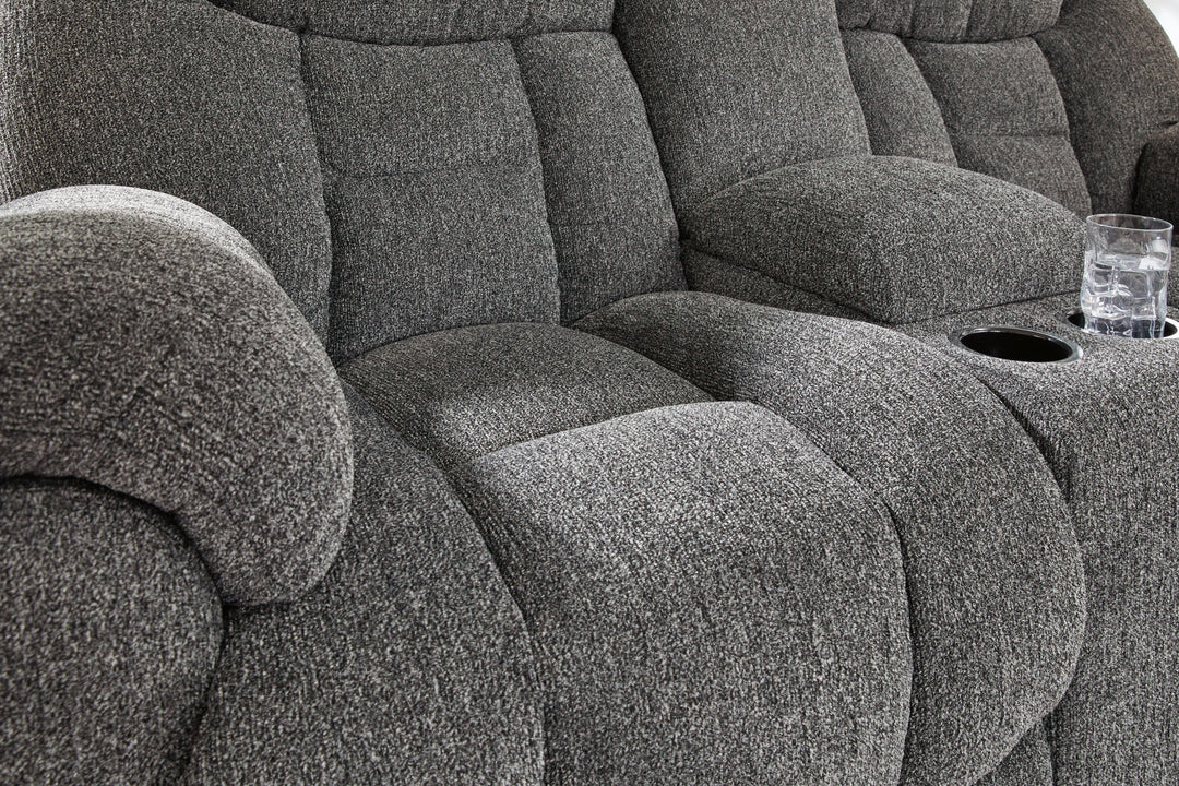 Foreside - Dbl Reclining Loveseat with Console - Charcoal