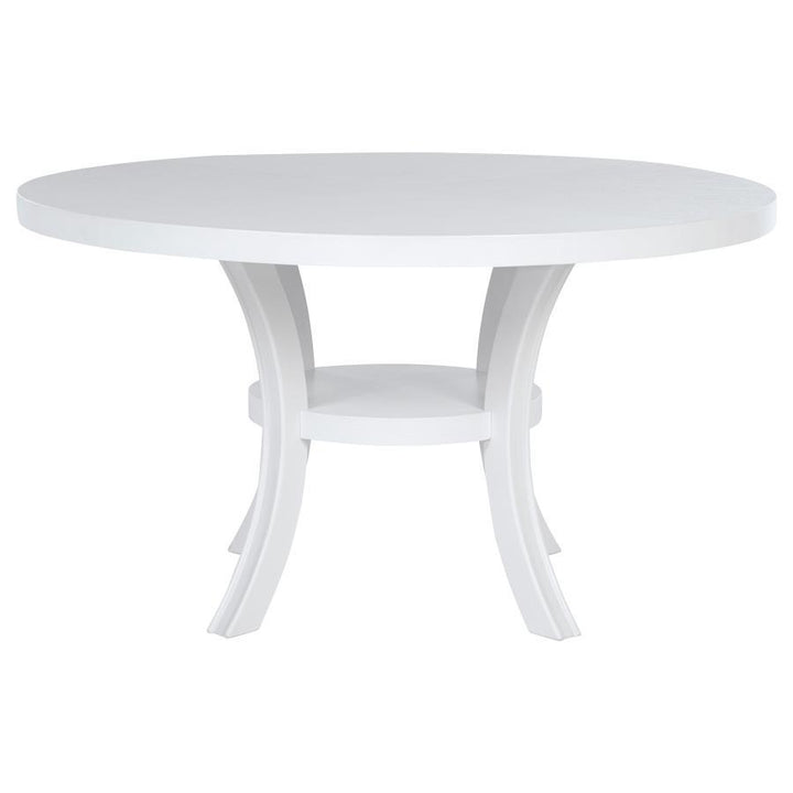 Judd - 7 Piece Round Wood Dining Table Set - Pearl White