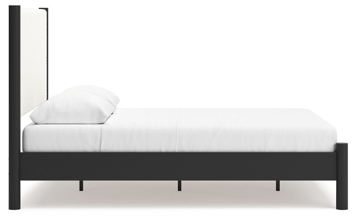 Cadmori - Queen Upholstered Panel Bed - Black / White by Ashley Furniture product image