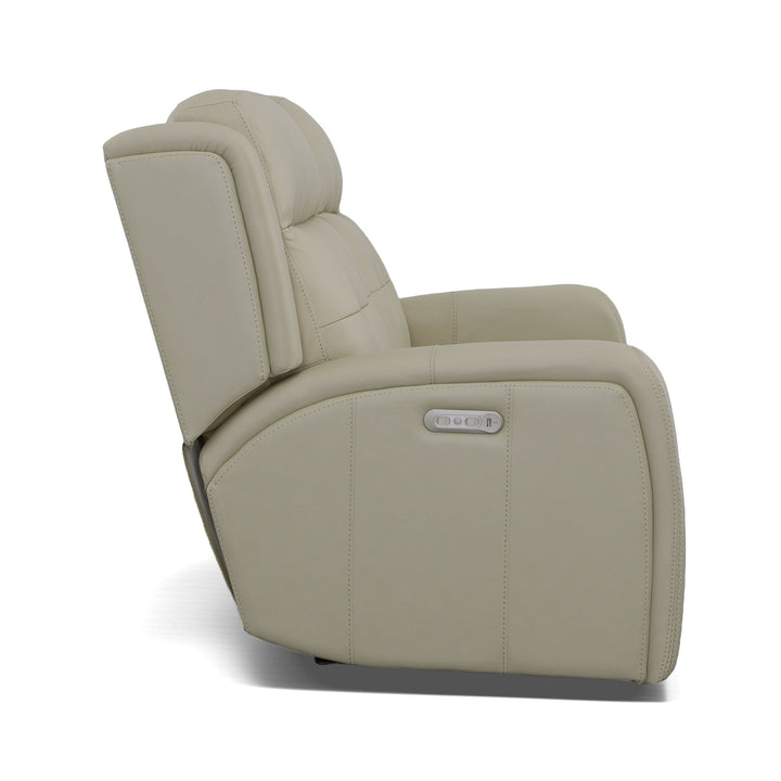 Grant Leather Power Reclining Loveseat with Power Headrests in Ivory