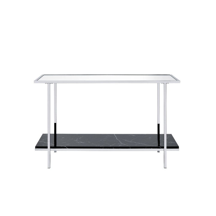 Angwin - Console Table - Mirrored, Faux Marble Top & Chrome