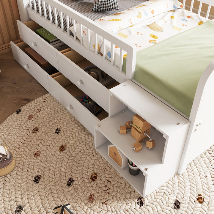 low-wooden-twin-loft-bed-with-led-lights-and-storage-drawers-white