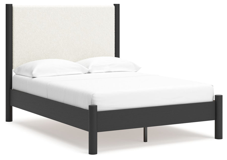 Cadmori - Full Upholstered Panel Bed - Black / White by Ashley Furniture product image