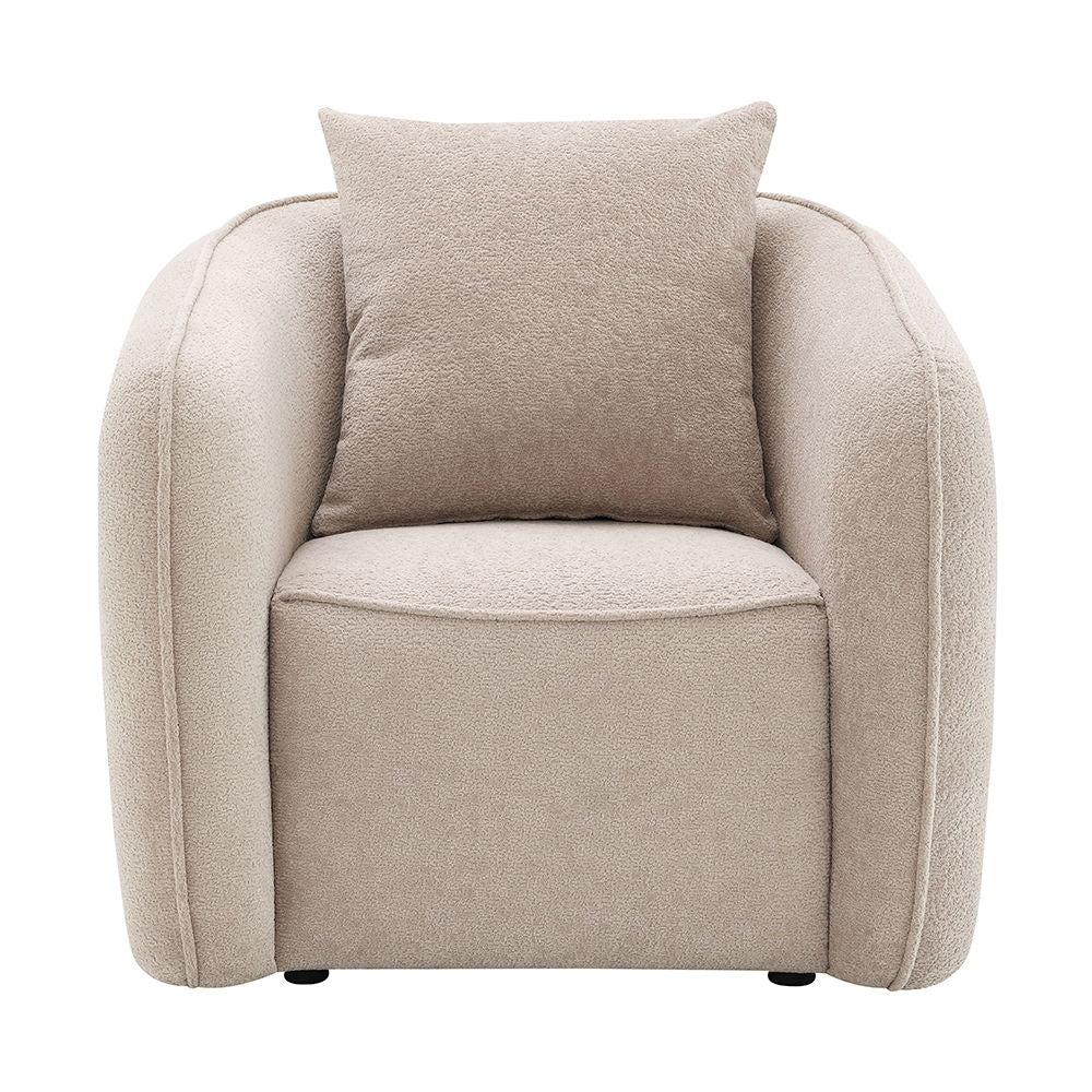 Keith - Chair With Pillow - Beige Chenille