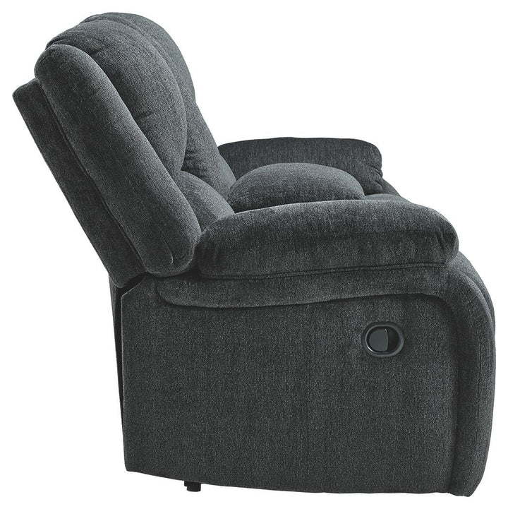 Draycoll - DBL Rec Loveseat w/Console - Dark Gray