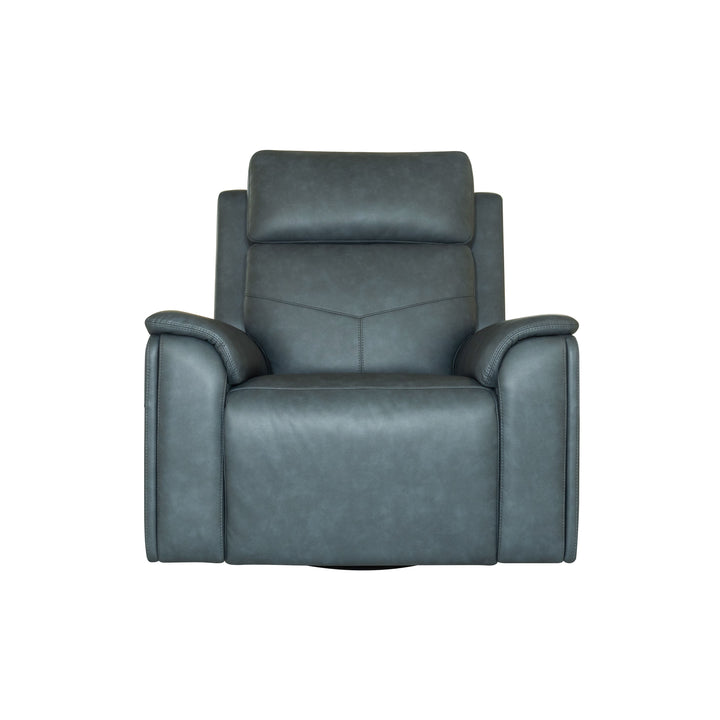 Vernon Fabric Power Swivel Gliding Recliner with Power Headrest, Lumbar, Heat &amp; Massage in Admiral