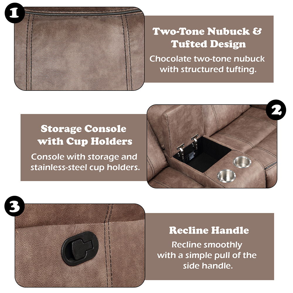 Dollum - Motion Sectional Sofa - Two Tone Chocolate Velvet