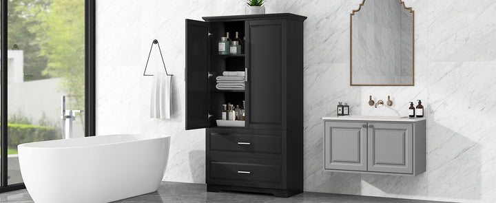 tall-bathroom-storage-cabinet-with-two-doors-and-drawers-black