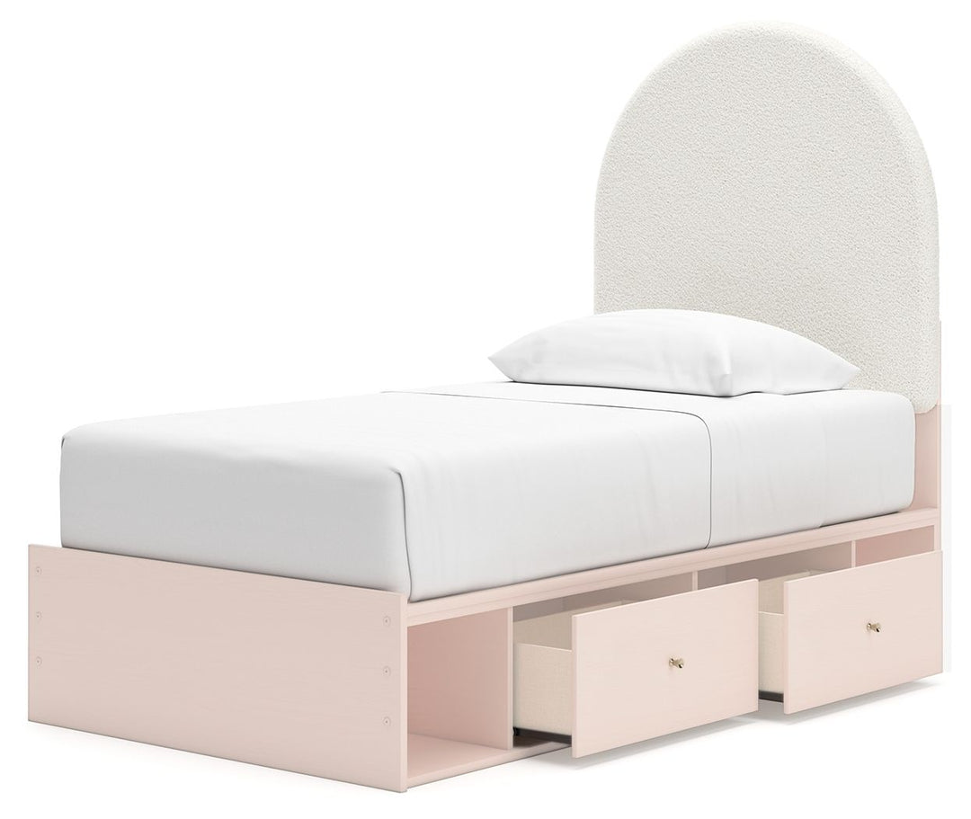 Wistenpine - Twin Upholstered Panel Bed With Side Storage - Blush by Ashley Furniture product image