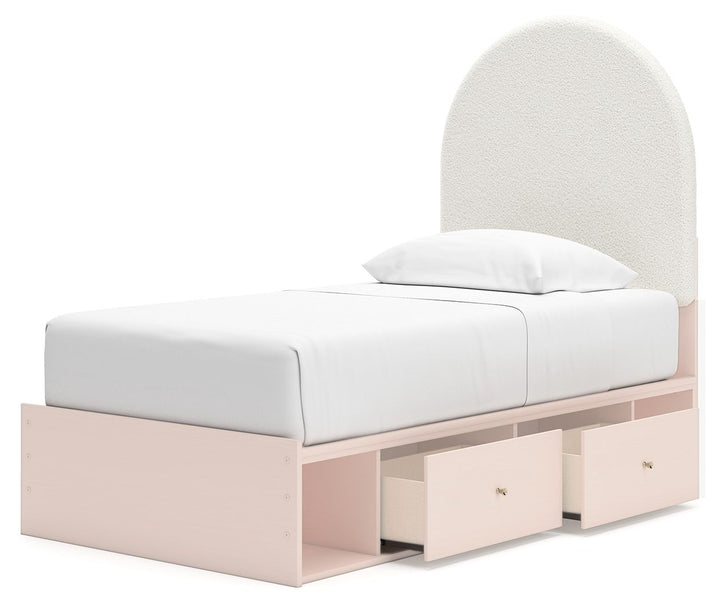 Wistenpine - Twin Upholstered Panel Bed With Side Storage - Blush by Ashley Furniture product image