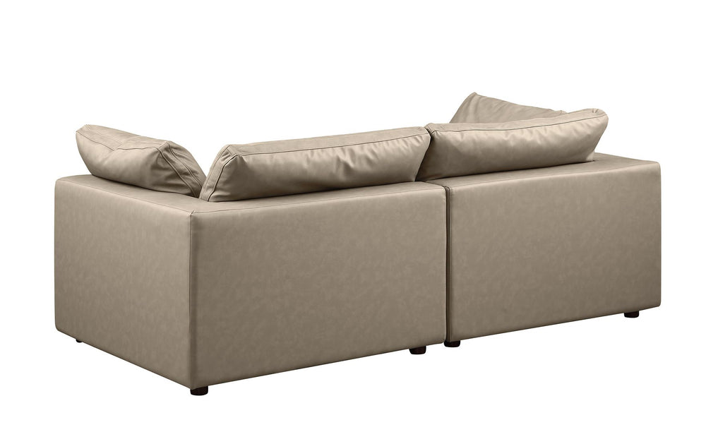 DivanItalia 1100 3-Piece Sofa Set – Top-Grain Italian Leather with Ottoman - Beige
