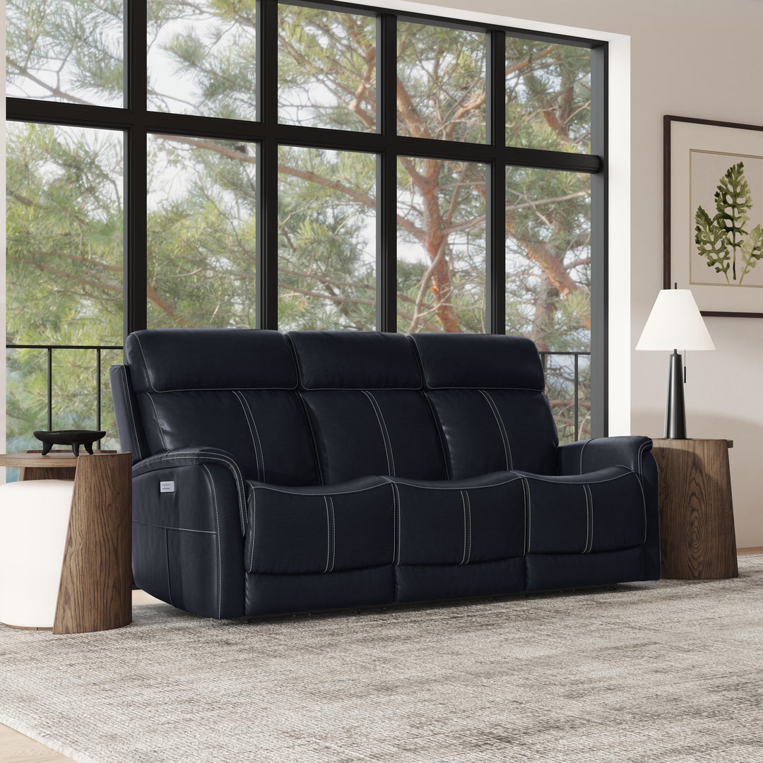 Flexsteel 1524-63PH-05040 View  Power Reclining Sofa With Console, Power Headrests & Lumbar  Blue