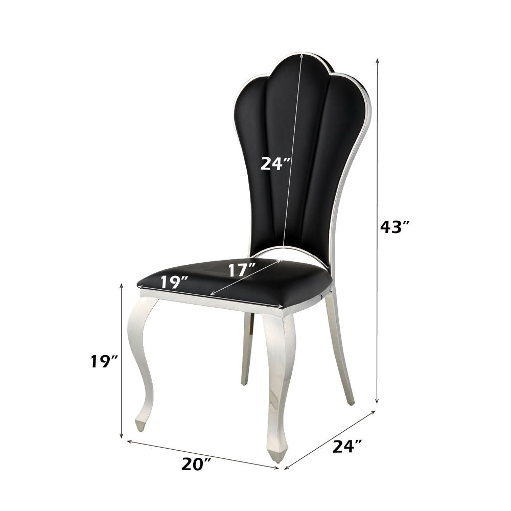 Cyrene - 43" Side Chair Set of 2) - Black Synthetic Leather