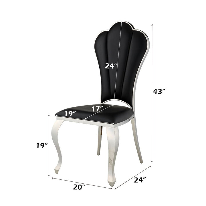 Cyrene - 43" Side Chair Set of 2) - Black Synthetic Leather