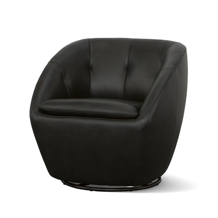 Wade Leather Swivel Chair in Ebony