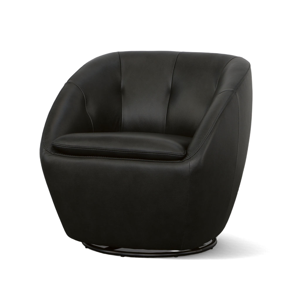 Wade Leather Swivel Chair in Ebony