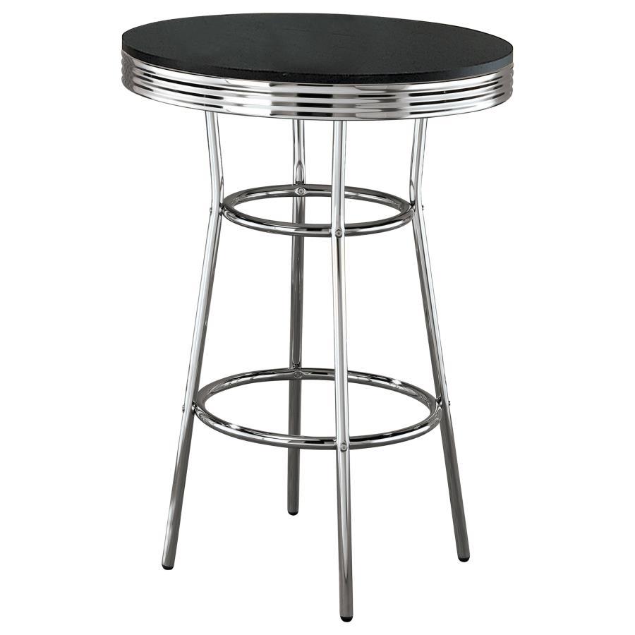 Retro - 3 Piece Round 1950s Bistro Pub Bar Table Set - Black