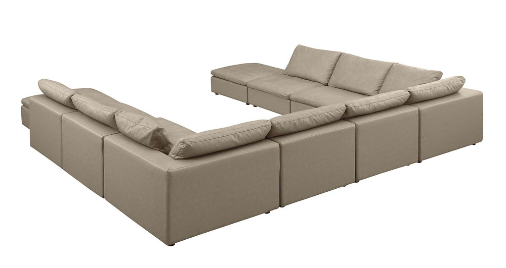 DivanItalia 1100 10-Piece U-Shaped Sectional with Chaise in Top-Grain Italian Leather - Beige