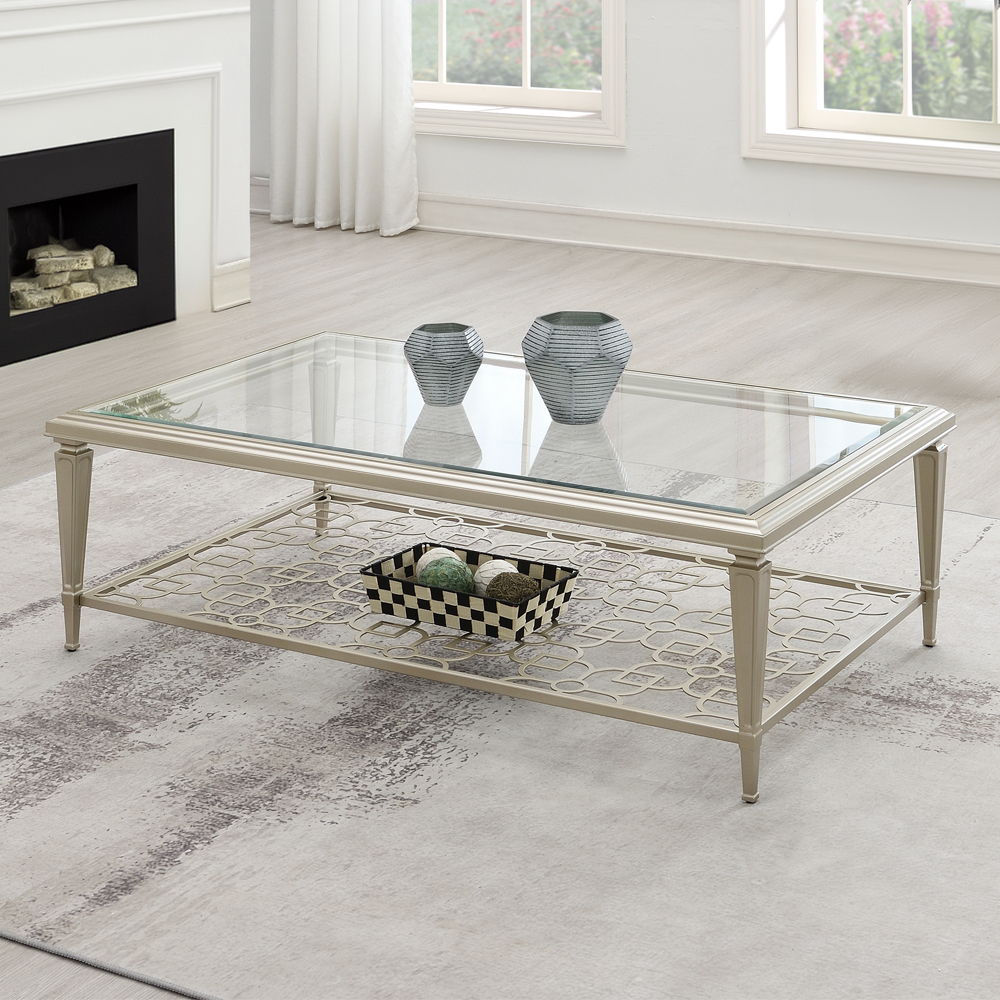 ACME Furniture Zaba Coffee Table Glass Top & Silver