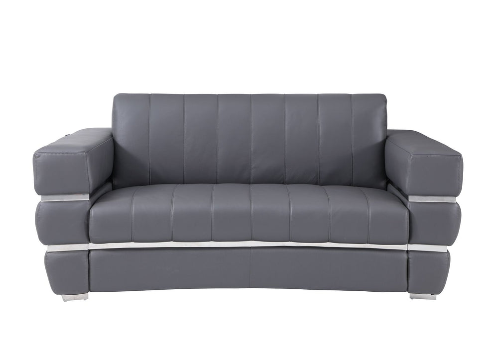 DivanItalia 904 Loveseat in Top-Grain Italian Leather - Dark Gray