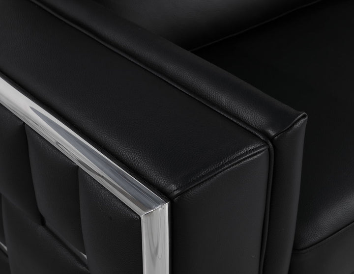DivanItalia 1130 Loveseat in Top-Grain Italian Leather - Black
