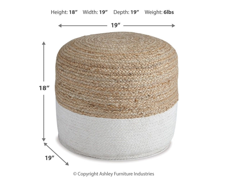 Sweed Valley - Pouf - Round - Natural / White