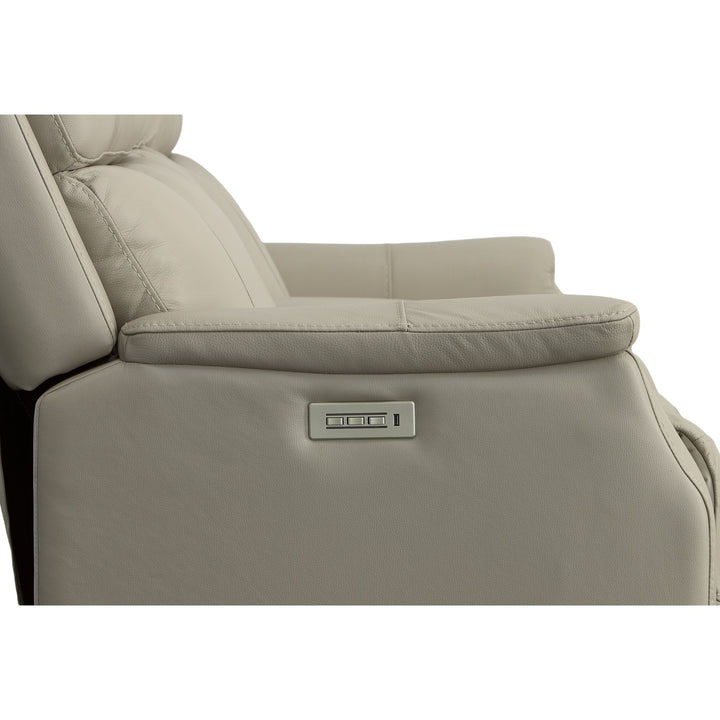 Easton Leather Power Reclining Loveseat with Console, Power Headrests &amp; Lumbar in Dove