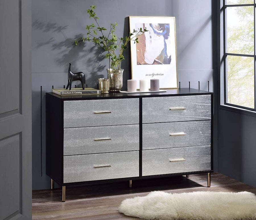 ACME Furniture Myles Dresser Black, Silver & Gold