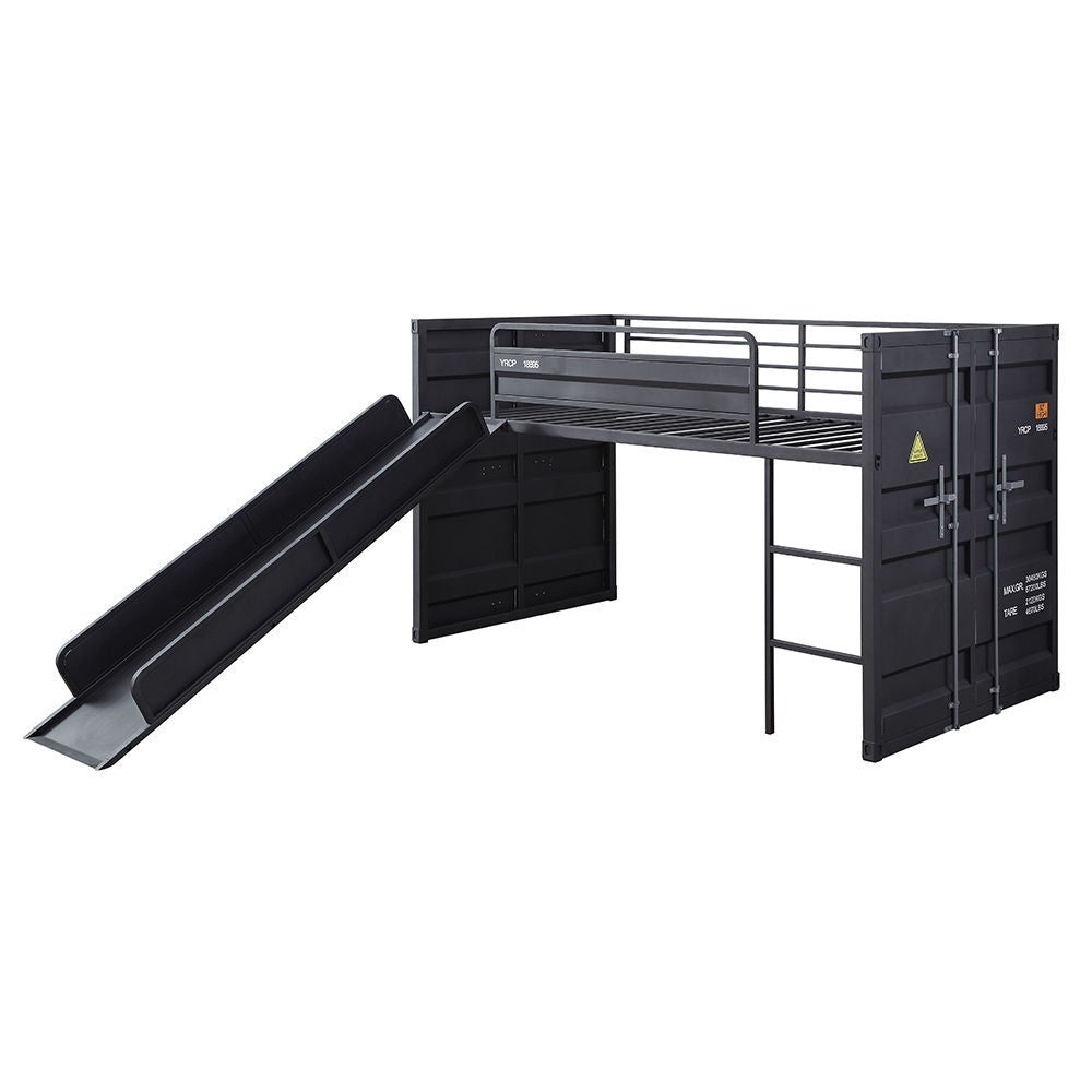 Cargo - Twin Loft Bed With Slide - Gunmetal