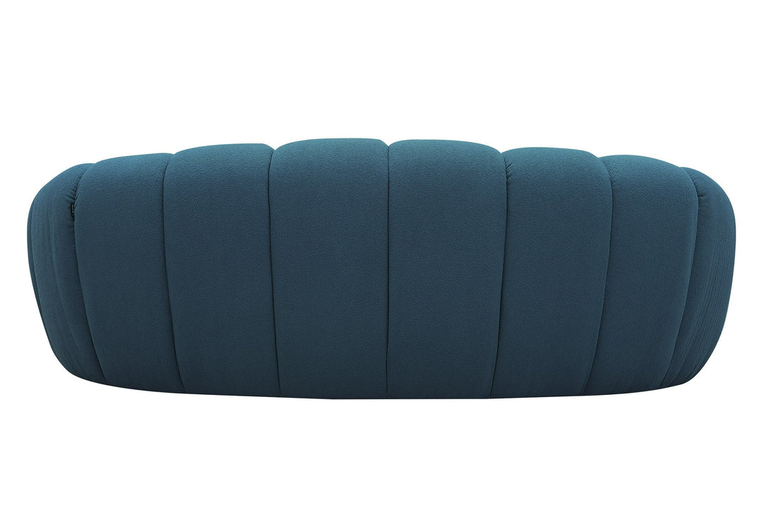 Yolonda - Modern Curved Dark Teal Fabric Loveseat