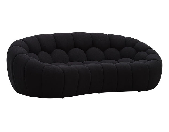 Yolonda - Modern Curved Black Fabric Loveseat