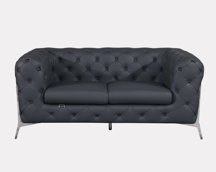 DivanItalia 970 Italian Leather Dark Gray Loveseat