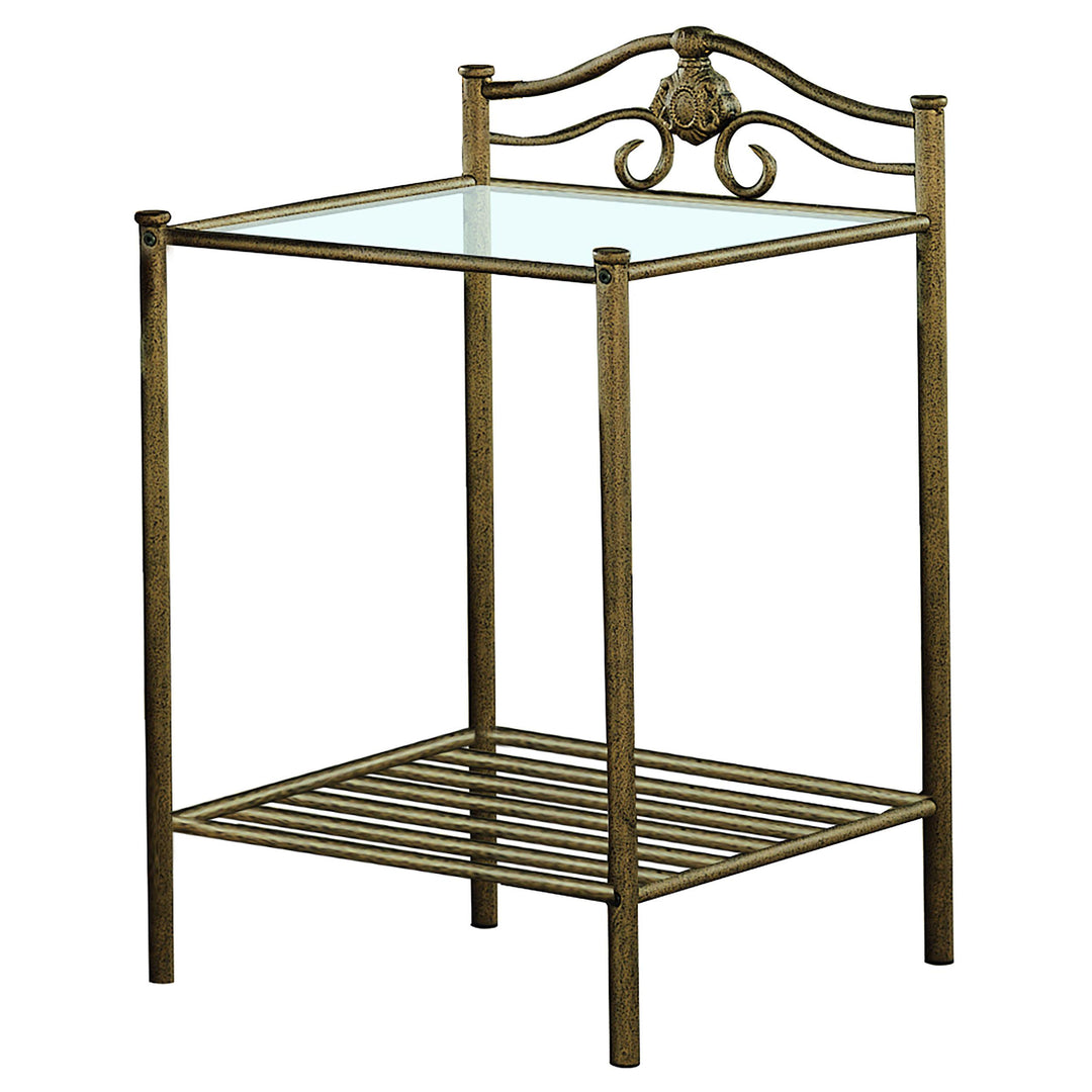 Coaster Furniture 300172 Sydney Metal 2-shelf Nightstand Antique Brushed Gold