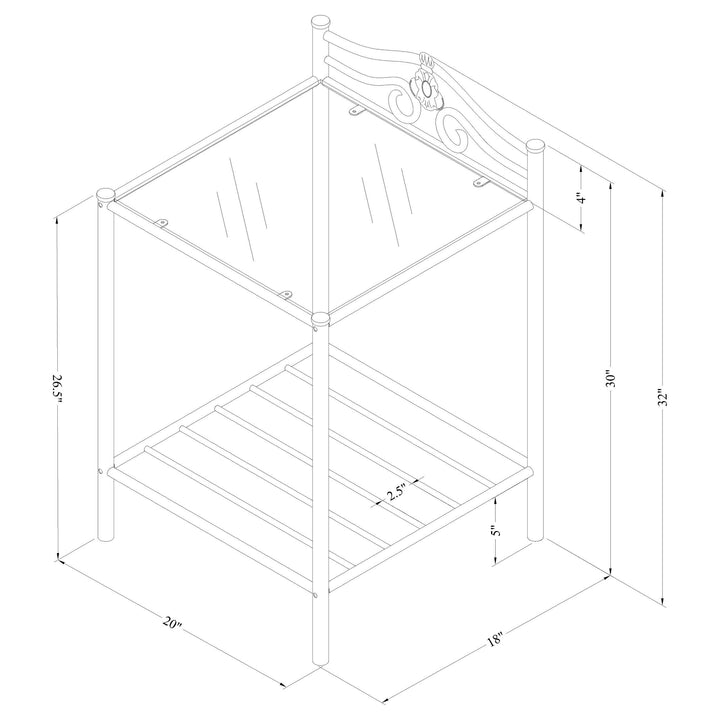 Coaster Furniture 300172 Sydney Metal 2-shelf Nightstand Antique Brushed Gold