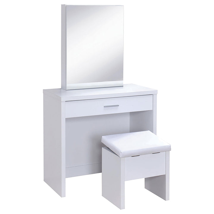 Coaster Furniture 300290 Harvey Vanity Set with Lift-Top Stool White