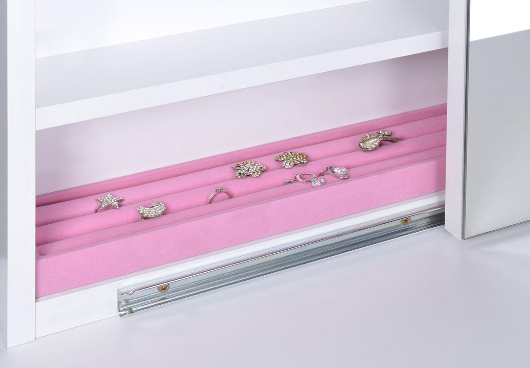 Coaster Furniture 300290 Harvey Vanity Set with Lift-Top Stool White