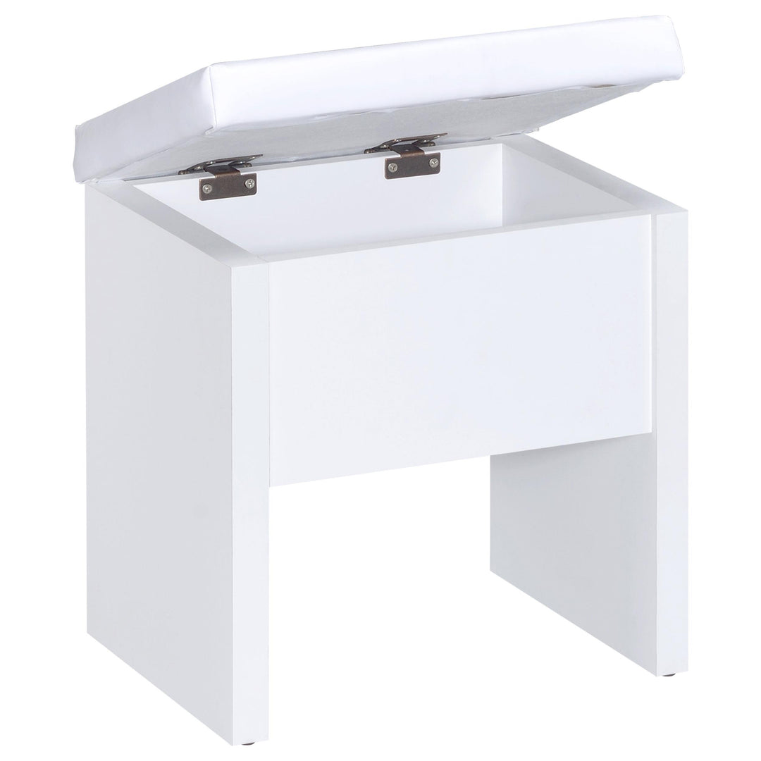 Coaster Furniture 300290 Harvey Vanity Set with Lift-Top Stool White