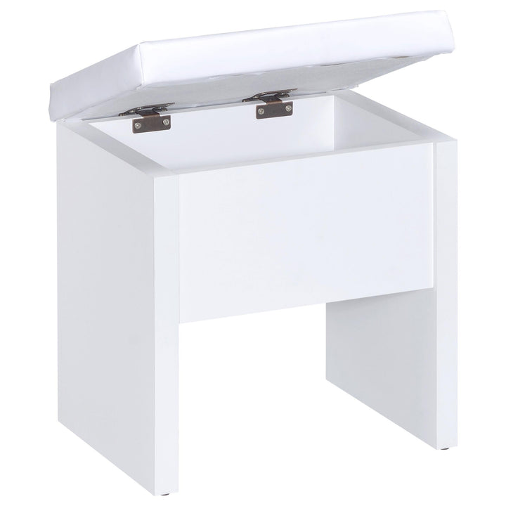Coaster Furniture 300290 Harvey Vanity Set with Lift-Top Stool White