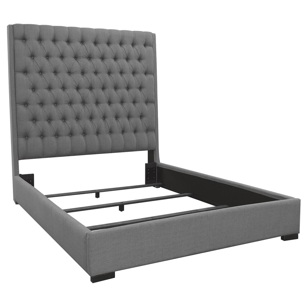 Coaster Furniture 300621KE Camille Upholstered Eastern King Panel Bed Grey