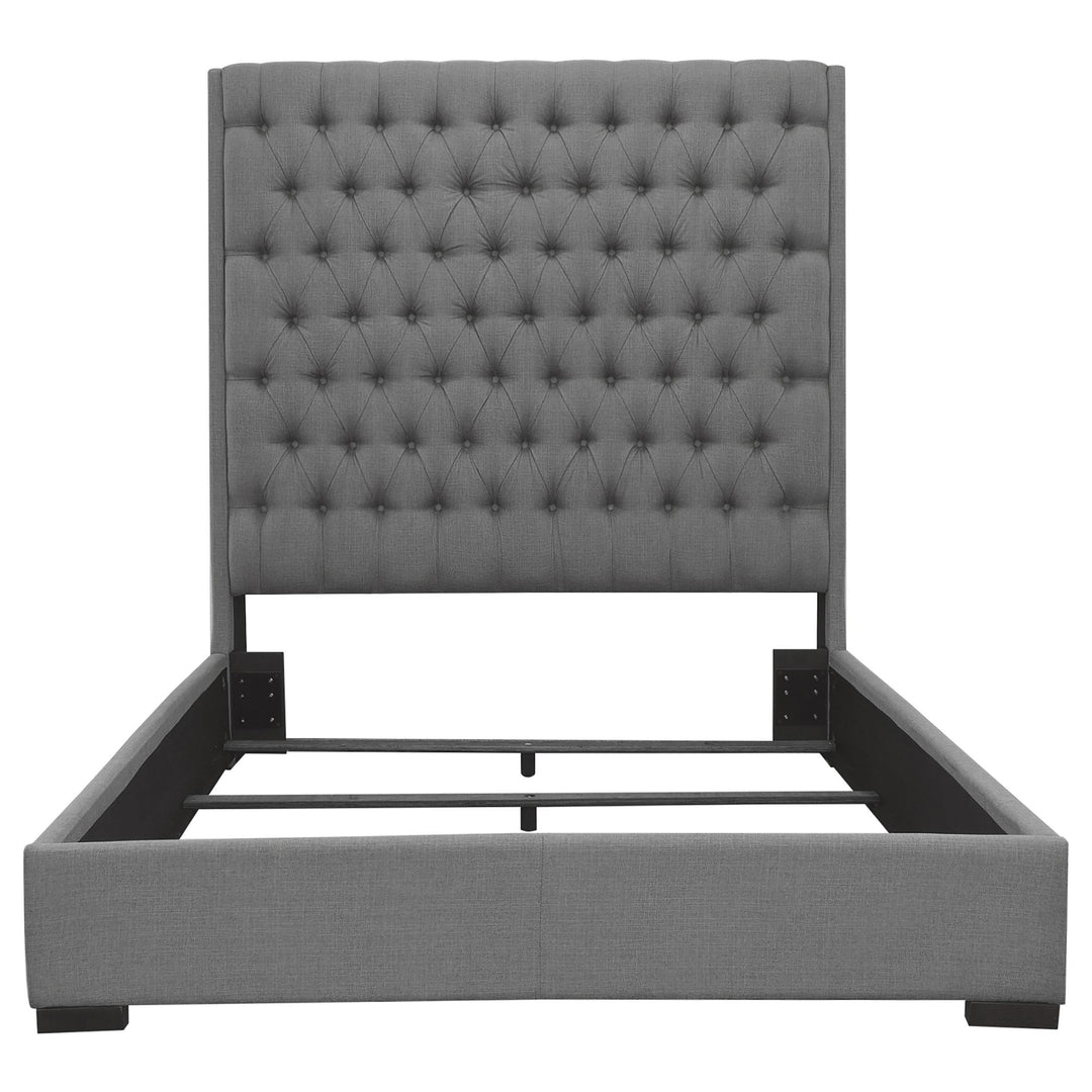 Coaster Furniture 300621KE Camille Upholstered Eastern King Panel Bed Grey